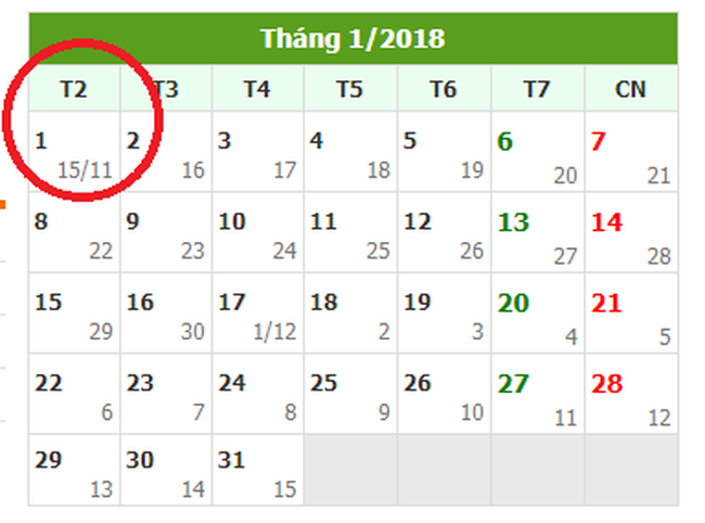 Tết dương lịch 2018 được nghỉ mấy ngày?