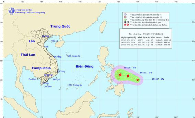 Xuất hiện áp thấp nhiệt đới có thể mạnh thành bão gần Biển Đông