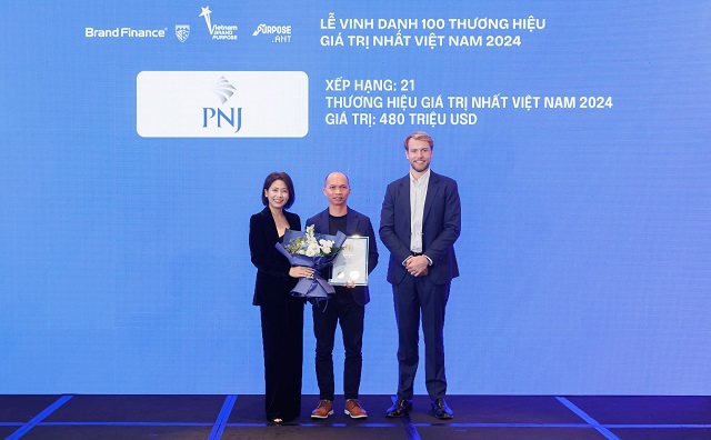 PNJ thăng hạng trong top 100 thương hiệu giá trị nhất Việt Nam