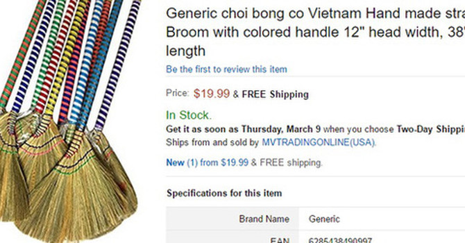 Ngoài Cao Sao Vàng, “chổi chít Việt Nam” cũng được bán giá gấp hàng chục lần trên Amazon